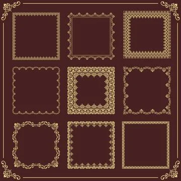 Vintage Big Set of Square Vector Patterns. Collection of Graphics Stock Illustration