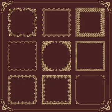 Vintage Big Set of Square Vector Patterns. Collection of Graphics Stock Illustration
