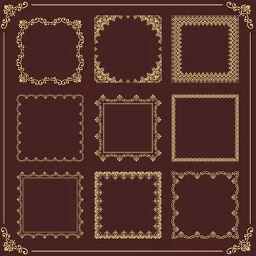Vintage Big Set of Square Vector Patterns. Collection of Graphics Stock Illustration