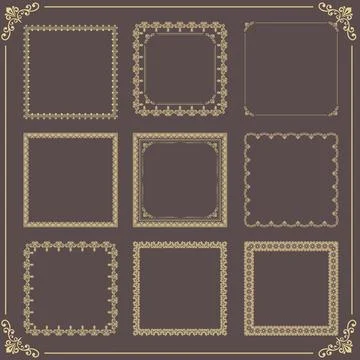 Vintage Big Set of Square Vector Patterns. Collection of Graphics Stock Illustration