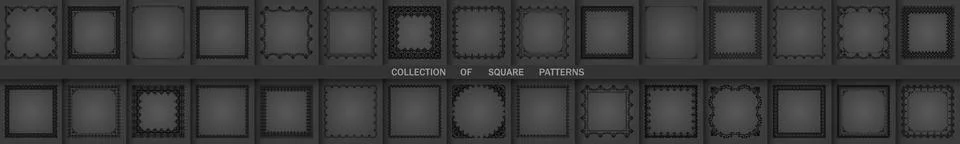 Vintage Big Set of Square Vector Patterns. Collection of Graphics Illustrazione stock