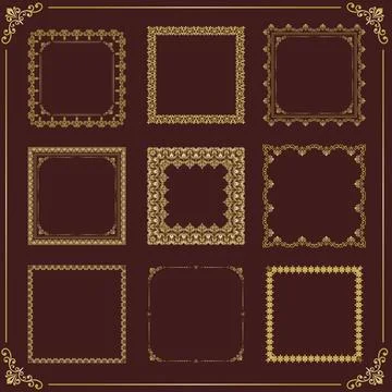 Vintage Big Set of Square Vector Patterns. Collection of Graphics Stock Illustration