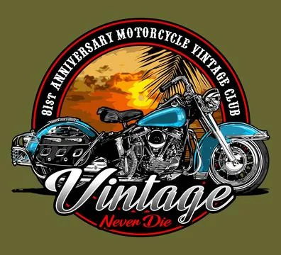 Vintage bike on sunset beach Stock Illustration