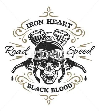 Vintage Biker Skull, t-shirt prints. Stock Illustration