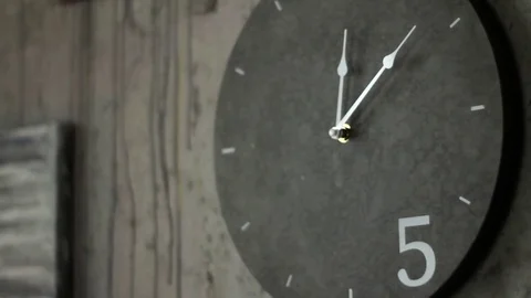 Vintage black clock with a dark cement. grunge style of wallpaper/background Video stock 73107624