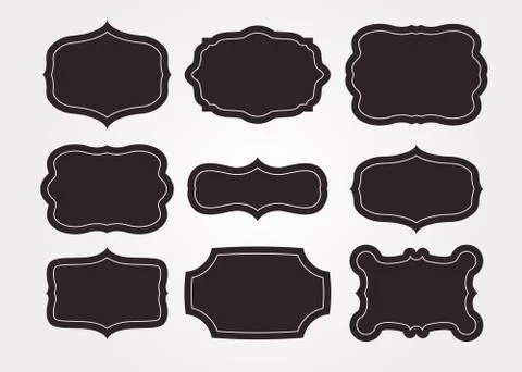 Vintage black frame empty set. Retro premium quality labels set and antique Stock Illustration