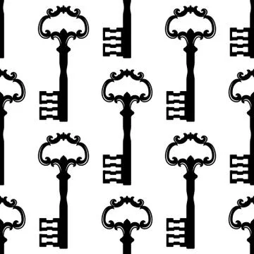 Vintage black keys seamless pattern Illustrazione stock