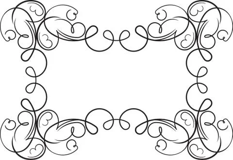 Vintage black swirly frame with empty place for your text or other design, ve 스톡 일러스트