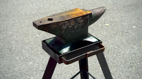 Vintage blacksmith anvil for metal forging Stock Footage 342521097