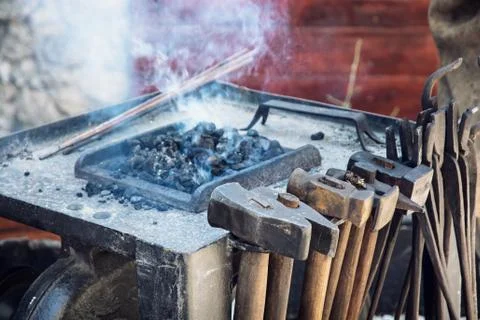 Vintage blacksmith tools Stock Photos