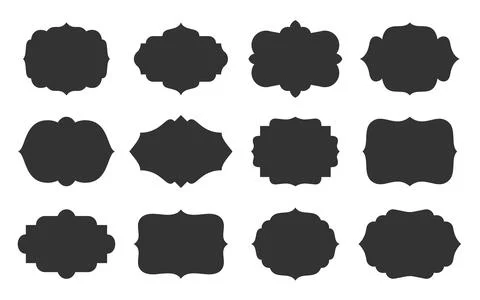 Vintage blank frames retro empty badge label set Stock Illustration