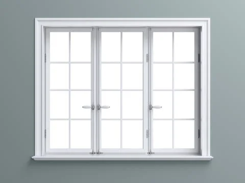 Vintage blank window inside room. 3d illustration Stock Illustration