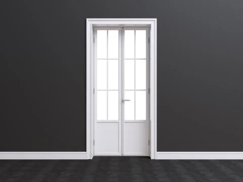 Vintage blank window inside room. 3d illustration Stock Illustration