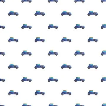 Vintage blue car repeating pattern on white background 스톡 일러스트
