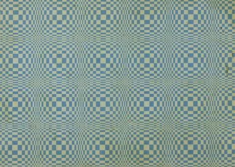 Vintage Blue Checkerboard Pattern Texture With Optical Illusion Grid and Distres Stock Photos