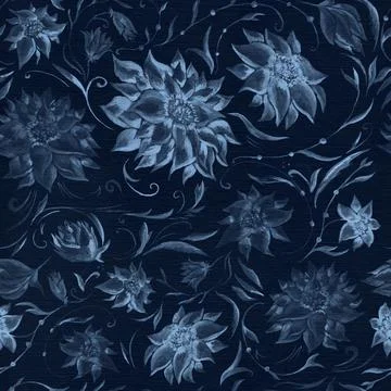 Vintage blue flower pattern Illustrazione stock