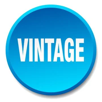 Vintage blue round flat isolated push button Stock Illustration