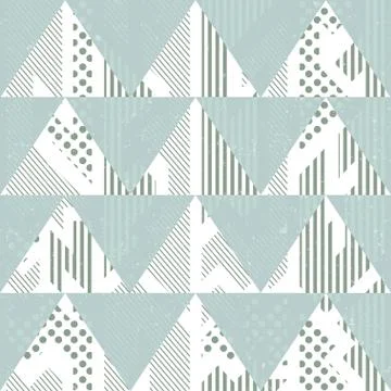 Vintage blue triangles. Seamless pattern with grunge effect Stock Illustration