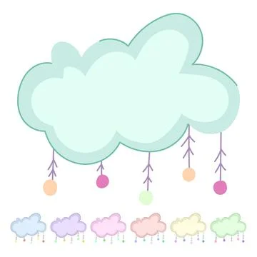 Vintage boho cloud vector cartoon graphic イラスト素材