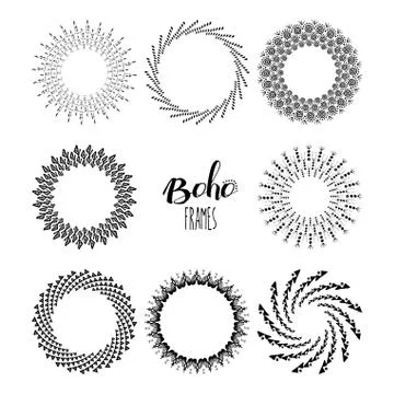 Vintage boho frame set with ethnic elements Illustrazione stock