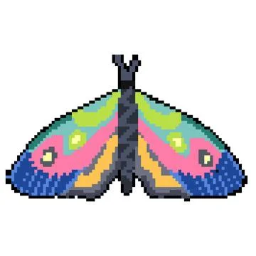 Vintage boho moth pixel art vector illustration 스톡 일러스트
