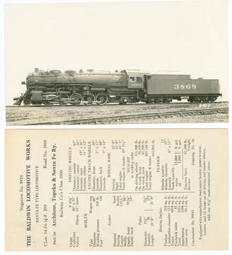 Vintage book page with an old train and technical details Stock Illustration