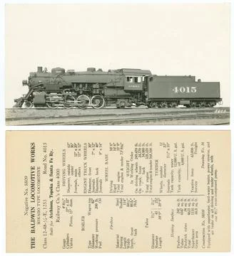 Vintage book page with an old train and technical details Stock Illustration