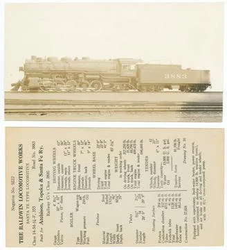 Vintage book page with an old train and technical details Stock Illustration