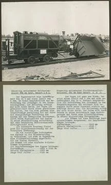 Vintage book page with a train image and locomotive details Stock Illustration