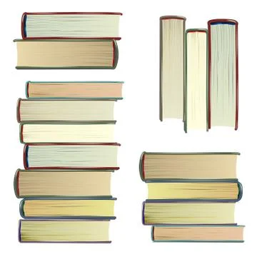 Vintage Books Set . Study School Knowledge Concept. Encyclopedia, Bible Stock Illustration