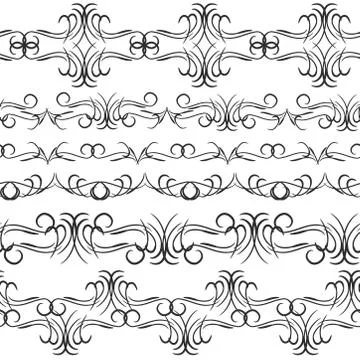 Vintage border design elements, black on white background.  Seamless pattern for Stock Illustration