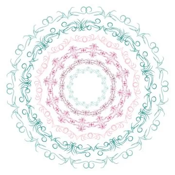 Vintage border design elements, blue pink on white background. template for your Stock Illustration