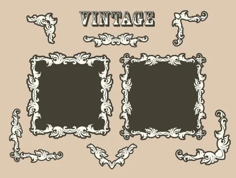 Vintage border frame set Stock Illustration