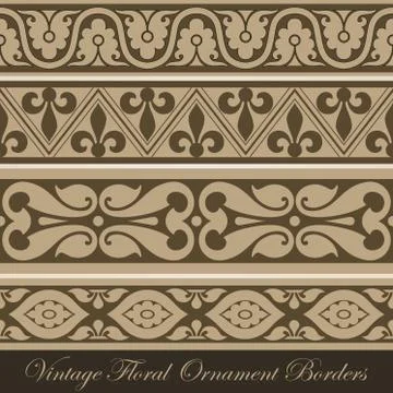 Vintage border seamless elements collection. vector abstract floral ornament. 스톡 일러스트