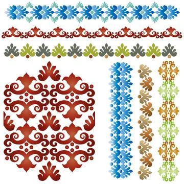 Vintage border set 01 Illustrazione stock