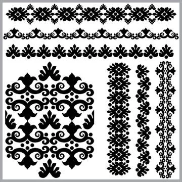 Vintage border set 01 version Stock Illustration
