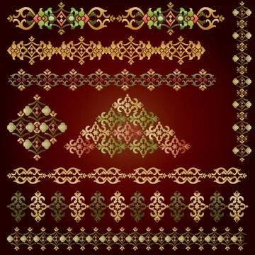Vintage border set Stock Illustration