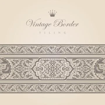 Vintage border tiling collection.  vector abstract floral ornament. Stock Illustration