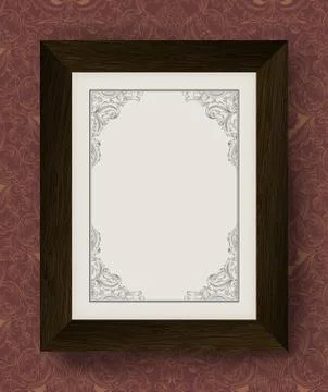 Vintage border with wooden frame. vector illustration, eps10 Illustrazione stock