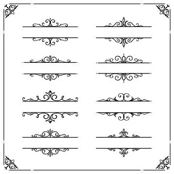 Vintage borders and frames with vector flourishes Illustrazione stock