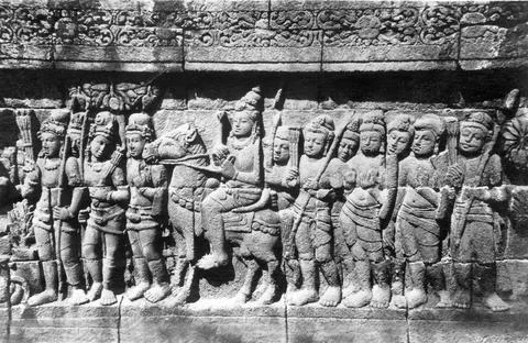 Vintage borobudur buddhist temple, java, indonesia Copyright: xAnilxDave/D... Stock-Fotos