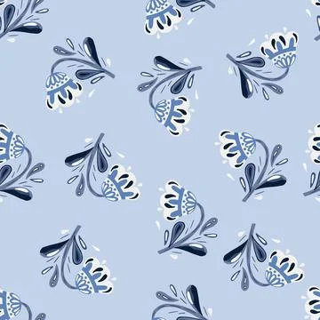 Vintage botanic seamless pattern with folk flowers random print. Decorative s Stock Illustration