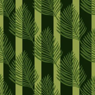 Vintage botanic seamless pattern with green hand drawn fern leaf ornament. Bl Illustrazione stock