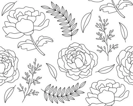 Vintage botanical seamless pattern. Repeating design element for printing on Stock Illustration