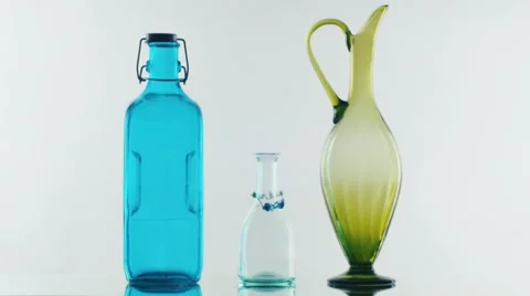 Vintage bottles on white background Stock Footage 44404714