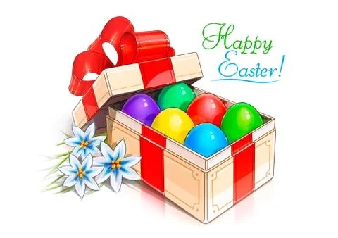 Vintage box with eggs for easter holiday Stock Illustration