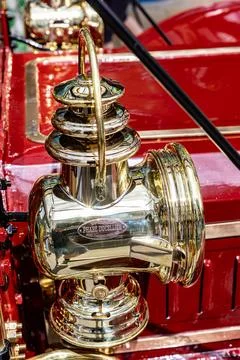 Vintage Brass Fire Engine Headlamp Stock Photos