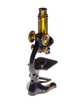 Vintage Brass Microscope on Black Base Stock Photos