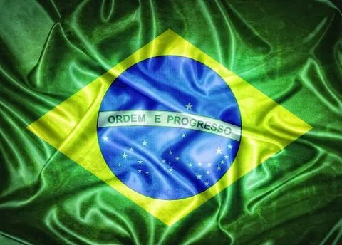 Vintage brazil flag. Stock Illustration