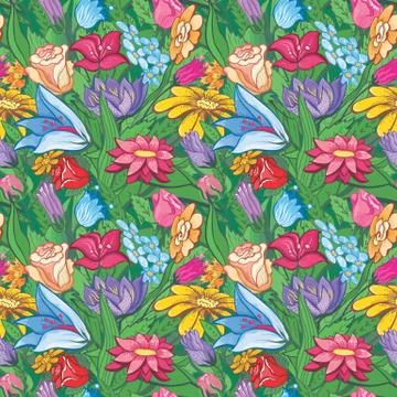Vintage bright floral pattern Stock Illustration